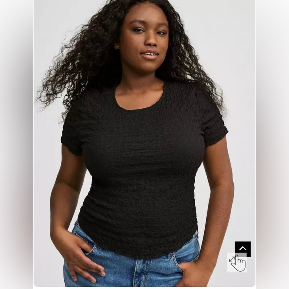 Torrid Black Textured Cotton Crew Neck Top 5 NWT